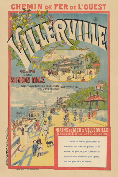 Villerville Travel Poster: Chemin de Fer de l’Ouest by Imp. Camis, 1890
