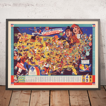 Mappa del Football Americano, 1941 di Albert Richard: USA, NYC, LA, Chicago, Dallas, Boston 