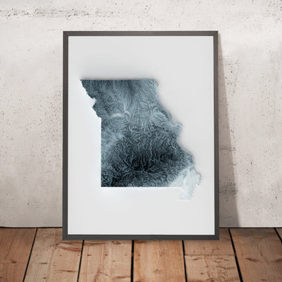 Carte topographique en relief 3D du Missouri 
