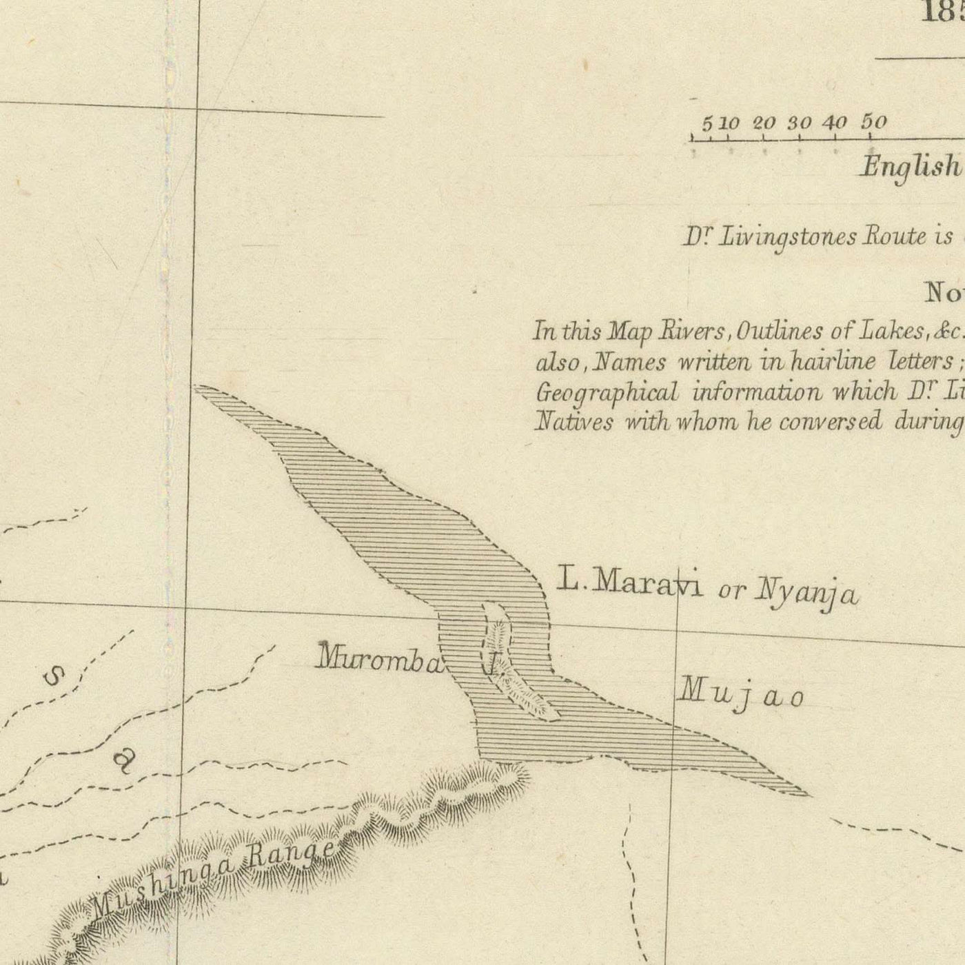 Alte Karte von Dr. Livingstones Afrikaroute von Arrowsmith, 1857: Linyanti, Quelimane, Victoriafälle, Sambesi, Kalahari