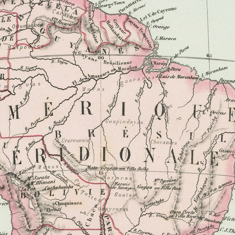 First Spherical Map Old Spherical Map of South America by Garnier, 1860 – The Unique Maps Co.