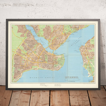 Mapa antiguo de Estambul, 1964: Ayasofya, Sultanahmet, Galata, Beyoğlu, Kadıköy 