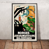 Oslo Reiseplakat: Norges Jubiläumsutstilling 1914 von Brynjulf Larsson, 1914 