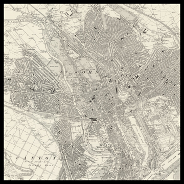 Eine alte Ordnance-Survey-Karte von Cardiff