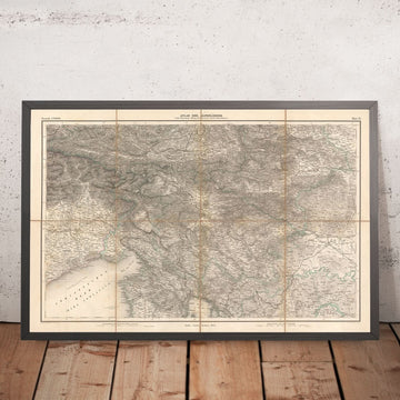 Alte Karte der östlichen und Julianischen Alpen von Mayr, 1874: Triest, Slowenien, Kroatien, Adriatische See 