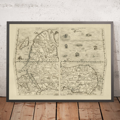 Old Upside Down Map of Africa by Ramusio, 1554