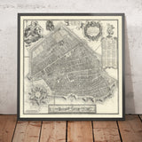 Large Old Map of Ferrara, Italy by Bolzoni, 1747: Este Castle, Duomo, Erculea, walls, Po-Volano