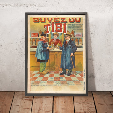 A framed image of Tibi Vintage Drinks Advertising Poster, 1920