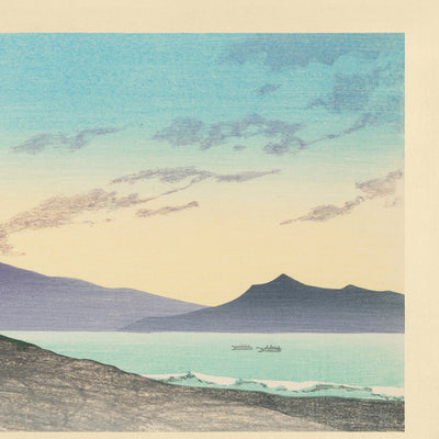 Blick auf den Mt Fuji am Abend in Miho von Hasui Kawase 1935 