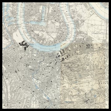Una vecchia mappa Ordnance Survey di Greenwich