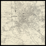 Mappa antica personalizzata di Exeter 