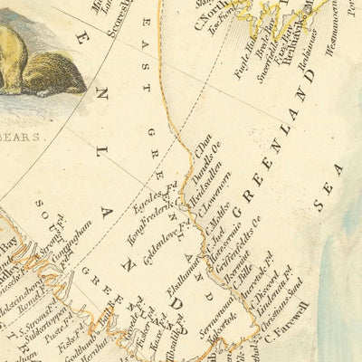 Old Map of British America (Canada) by Tallis, 1851: Montreal, Hudson's Bay Co., Fury & Hecla Strait