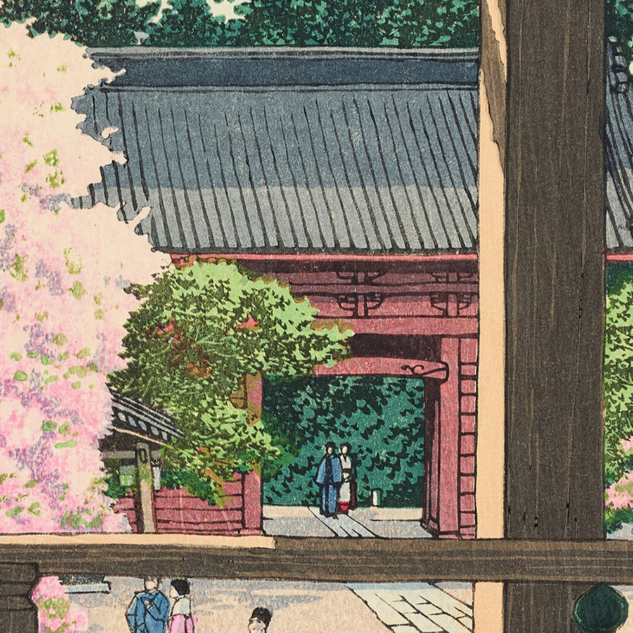 Blossom Trees at Myohonji Temple, Kamakura by Hasui Kawase 1935