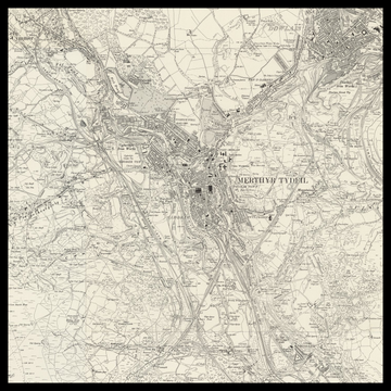 Una vecchia mappa Ordnance Survey di Merthyr Tydfil