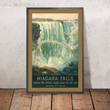 Niagara Falls Reiseplakat: Wo die Großen Seen ins Meer springen von Frederic C. Madan, 1925 