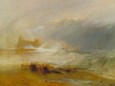 Wreckers — Coast of Northumberland, with a Steam-Boat Assisting a Ship off Shore by Turner, 1833