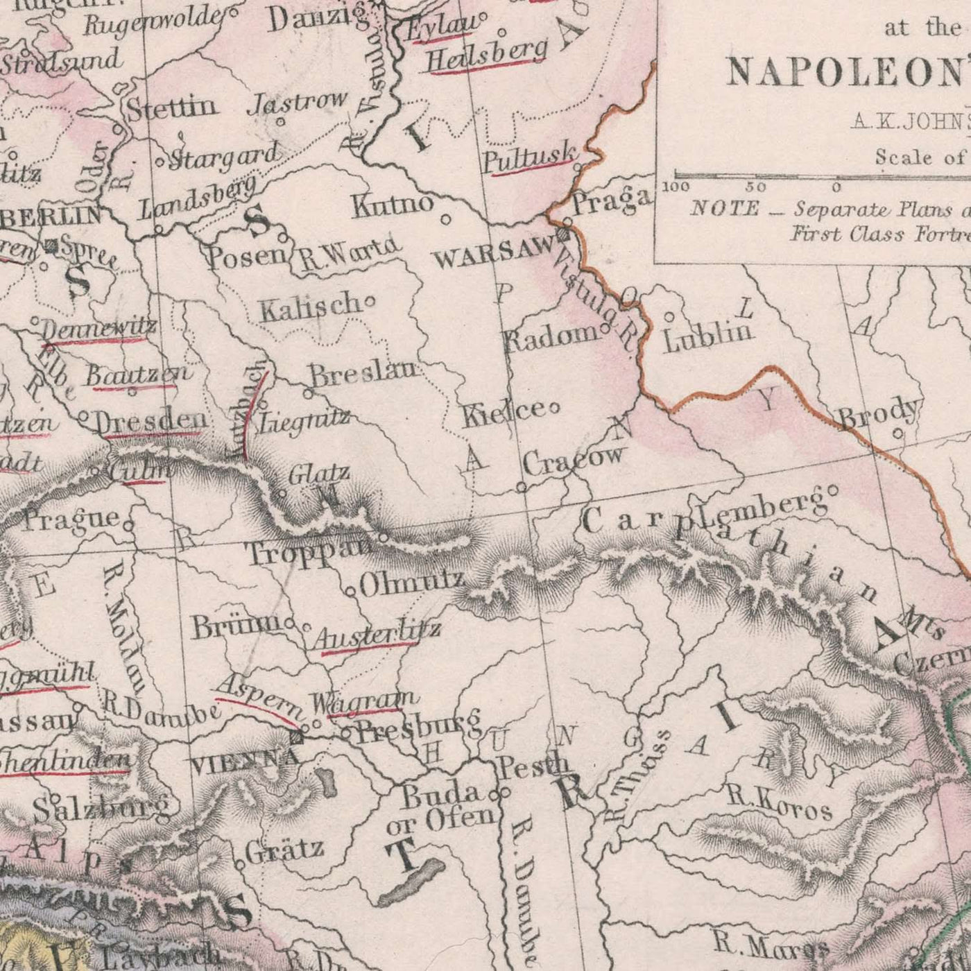 Old Map of Europe at the Height of Napoleon's Power, 1812