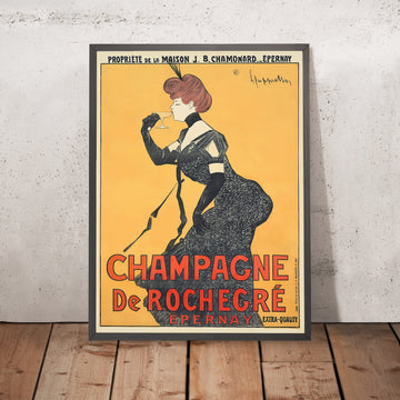 A framed image of Champagne De Rochegré Vintage Champagne Poster by Leonetto Cappiello, 1902