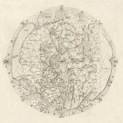 Alte Weltkarte von Jerusalem von Vesconte, 1611: Mittelalterliche Mappa Mundi, Portolan-Stil, Kompassrose