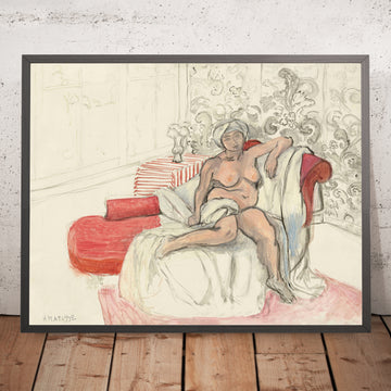 Ein gerahmtes Bild von Nu sur la chaise longue (Nude on the chaise longue) von Henri Matisse, 1920