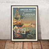 Poster di viaggio di Bordeaux: Exposition Maritime Internationale di Etablissements Minot, 1907 