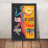 Cartel de viaje de Las Vegas: Fly TWA de David Klein, 1962 