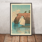 Sailboat and Zaimoku Island in Matsushima by Hasui Kawase, 1935