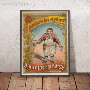 A framed image of Come In, Don’t Fear! Vintage Drinks Advertising Poster, 1887