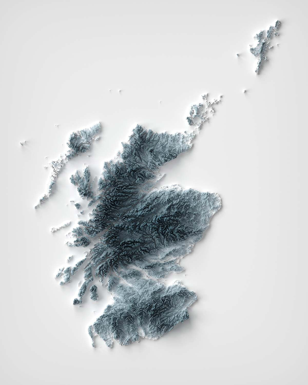Carte topographique 3D en relief de l'Écosse 