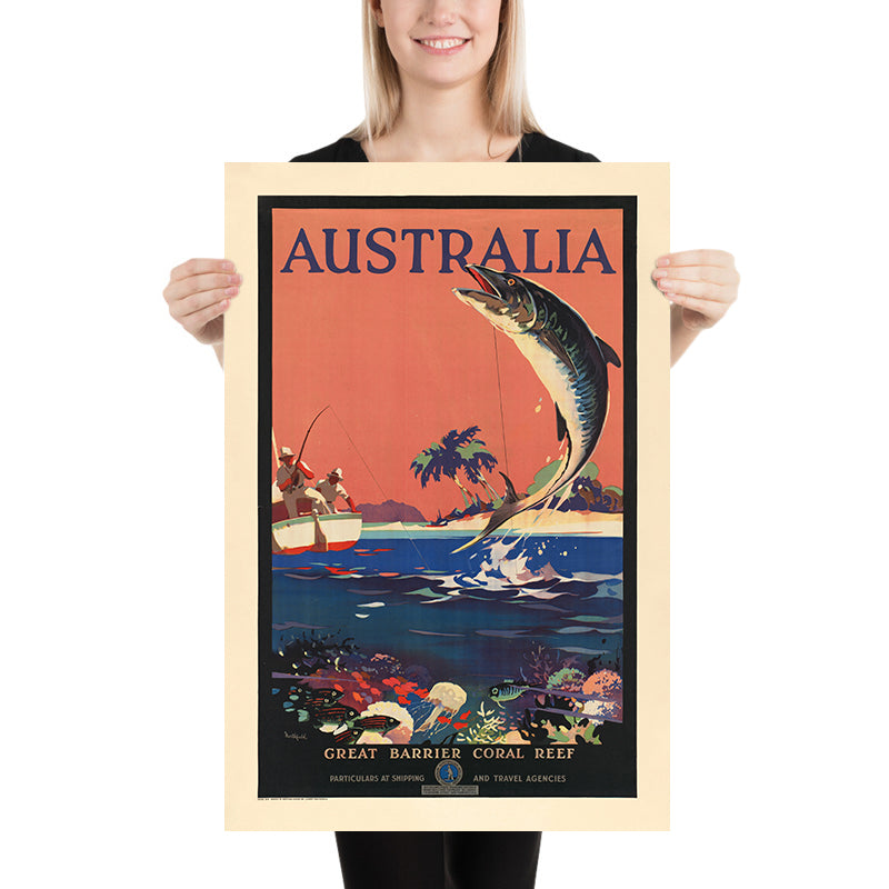 Great Barrier Reef Travel Poster: Great Barrier Coral Reef by James Northfield, 1930