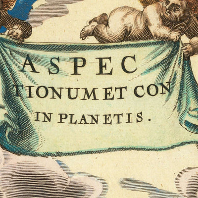 Polar Projection World Map and Celestial Zodiac Chart by Cellarius, 1660