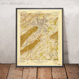 Old Map of Bristol, Tennessee by USGS, 1938 – South Fork Holston River & Virginia Border