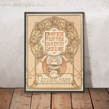 A framed image of Pater Noster by Alphonse Mucha, 1900