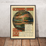 Poster di viaggio del Lago di Como, del Lago Maggiore e del Lago di Lugano: Gotthard-Bahn di Gabriele Chiattone, 1892 