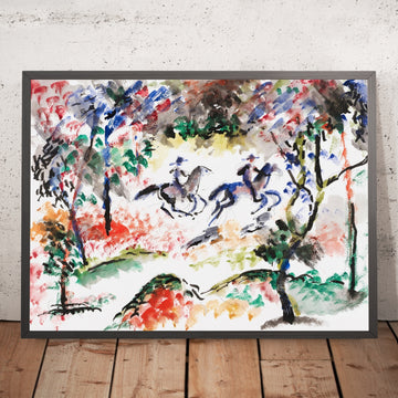 A framed image of Rider in the Forest by August Macke, 1913
