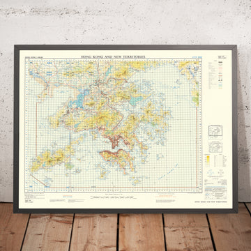 Old Military Topographic Map of Hong Kong, 1970: Victoria Harbour, Kowloon, New Territories, Lion Rock, Plover Cove Res
