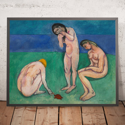 A framed image of Baigneurs avec une tortue (Bathers with a Turtle) by Henri Matisse, 1907