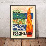 Zurich Travel Poster: Four seasons on the Forch-Bahn by Carl Scherer, 1931