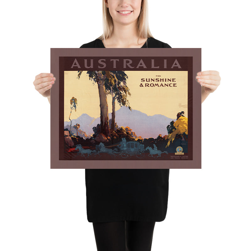 Australia Travel Poster: For Sunshine & Romance by James Northfield, 1936