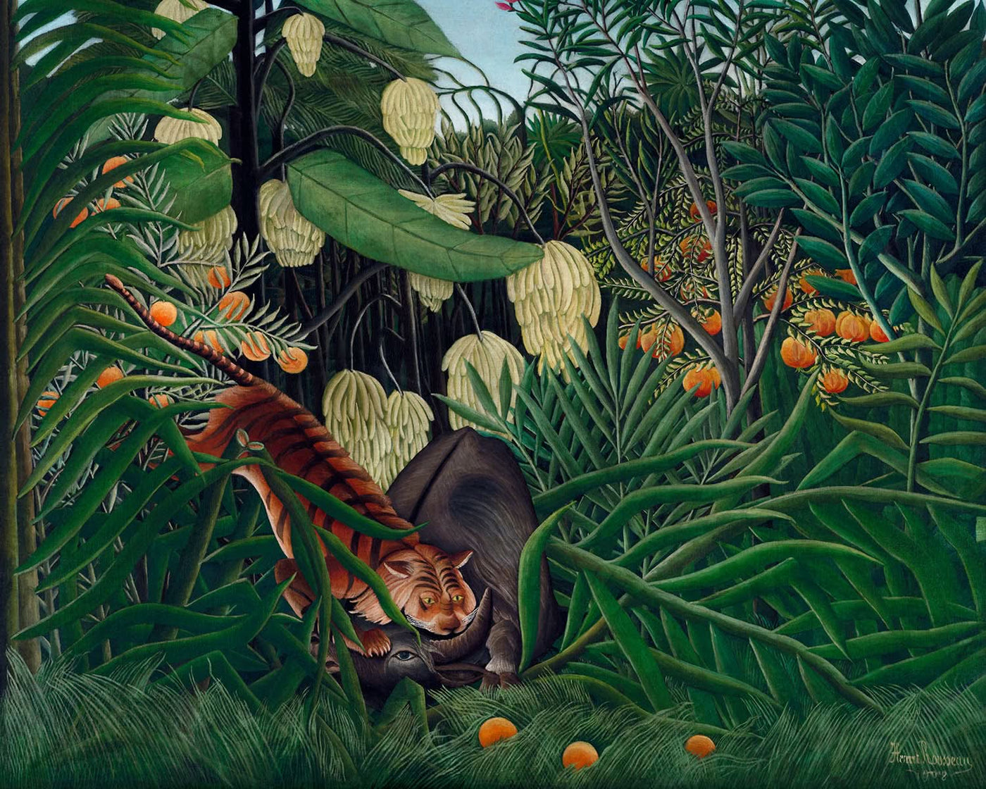 Combat entre un tigre et un buffle par Henri Rousseau, 1908