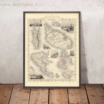 Alte Karte des Britischen Empire im Mittelmeer, 1851: Gibraltar, Malta, Korfu, Zante usw. 