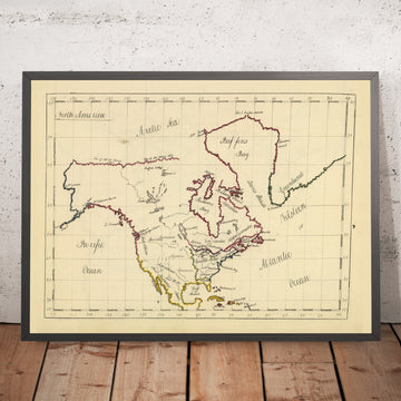 Old Manuscript Map of North America by Bowen, 1810: New York, Boston, Montreal, Great Lakes, Hudson Bay