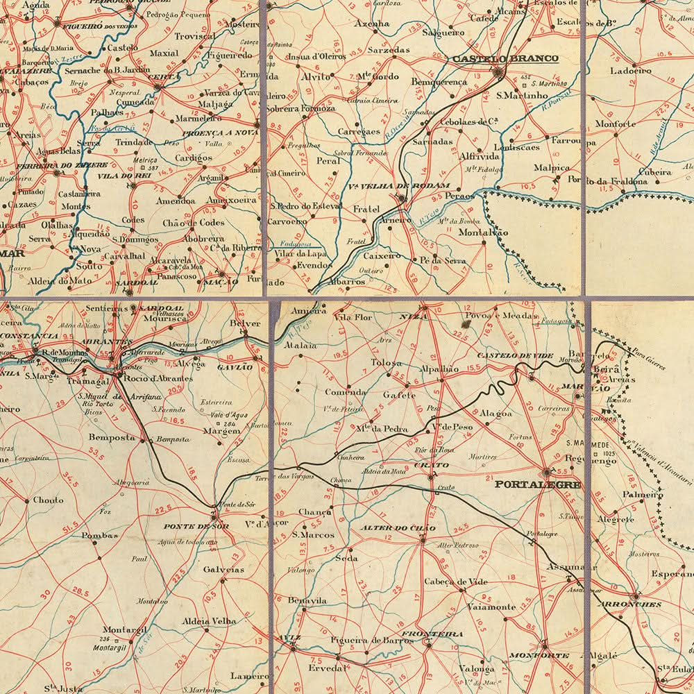 Alter seltener Straßenatlas von Portugal, 1926: Lissabon, Porto, Autofahren, Vacuum Oil Company 