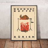Affiche de voyage Zurich : Bahnhofbuffet par Augusto Giacometti, 1921 