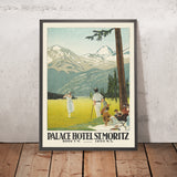 Locandina di viaggio di St. Moritz: Palace Hotel di Emil Cardinaux, 1921 