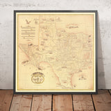 Sehr große Karte von Texas von Hoffman & Walker, 1965: Historisch, Alamo, Galveston, Chisholm Trail, spanische Entdecker 