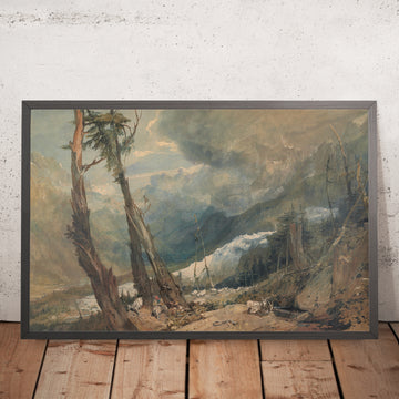 Una imagen enmarcada de Mer de Glace, en el Valle de Chamouni, Suiza (Turner in Spectacular Light) de Turner, 1803