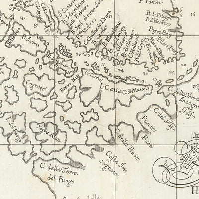 Old Strait of Magellan Nautical Chart by Dudley, 1646: Tierra del Fuego, Le Maire Strait, Terra Australis