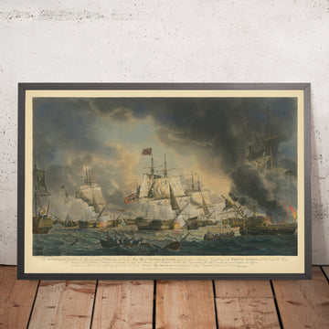 Gerahmte Darstellung der Schlacht von Camperdown Die niederländische Flotte wurde am Nachmittag des 11. Oktober 1797 besiegt von Robert Dodd, 1798