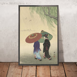 Two Women in the Rain by Ohara Koson
